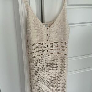 Aerie 100% Cotton Cream Crochet Beach Dress Coverup Large